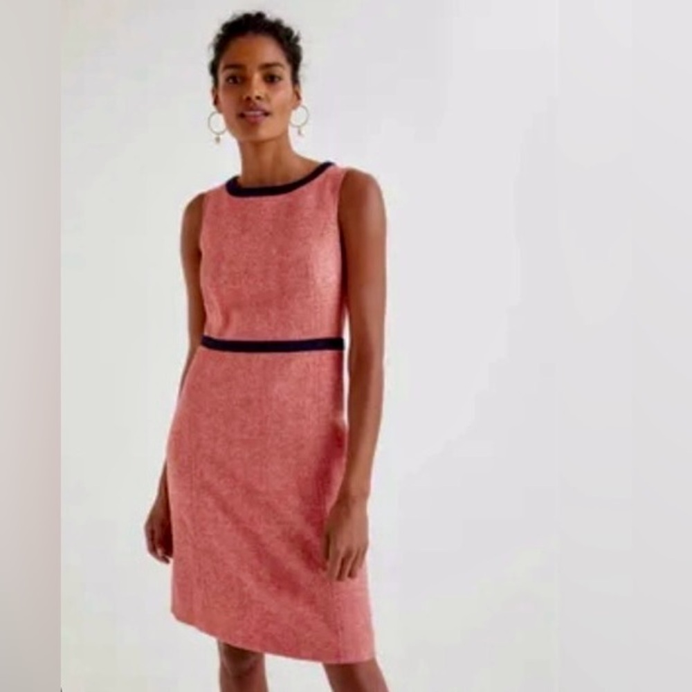 Boden Heritage Tweed Wool Coral + Navy Dress